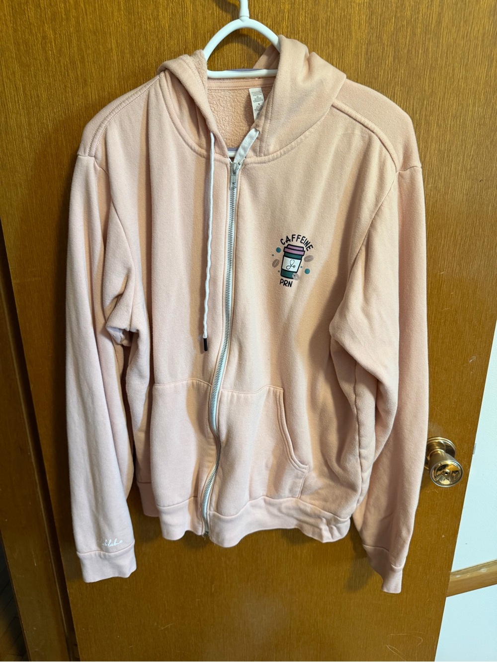 Caffeine Crew Light Pink Zip-Up Hoodie